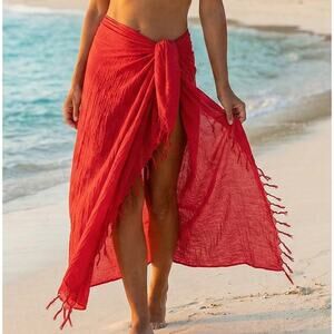 Shu-Shi Color My World Rayon Pink Sarong Cover Up with Fringe 42" x 60"
